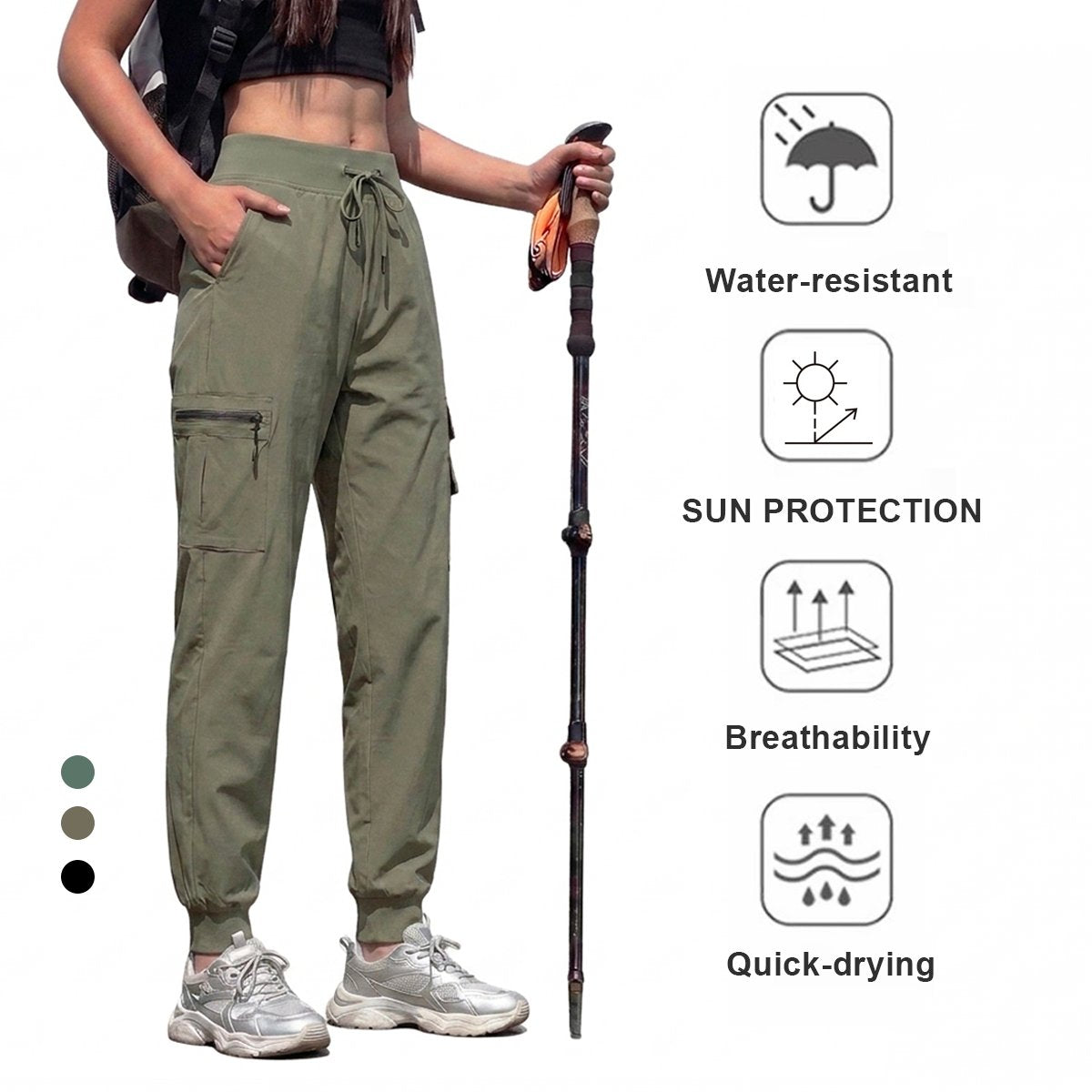 Black 906 Cargo Jogger, front studio view