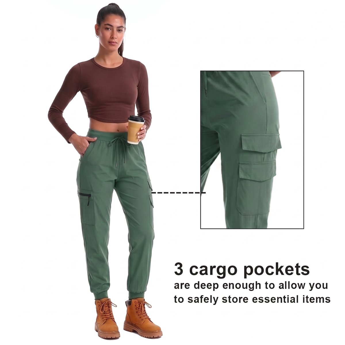 Close-up of the 906's side cargo pocket in lightweight fabric