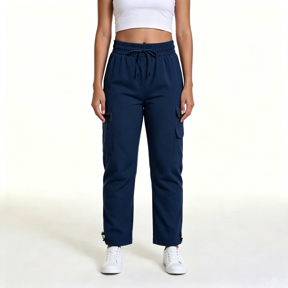 Navy 904 Cargo Pant, front studio view